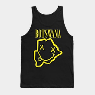 Vibrant Botswana Africa x Eyes Happy Face: Unleash Your 90s Grunge Spirit! Smiling Squiggly Mouth Dazed Smiley Face Tank Top